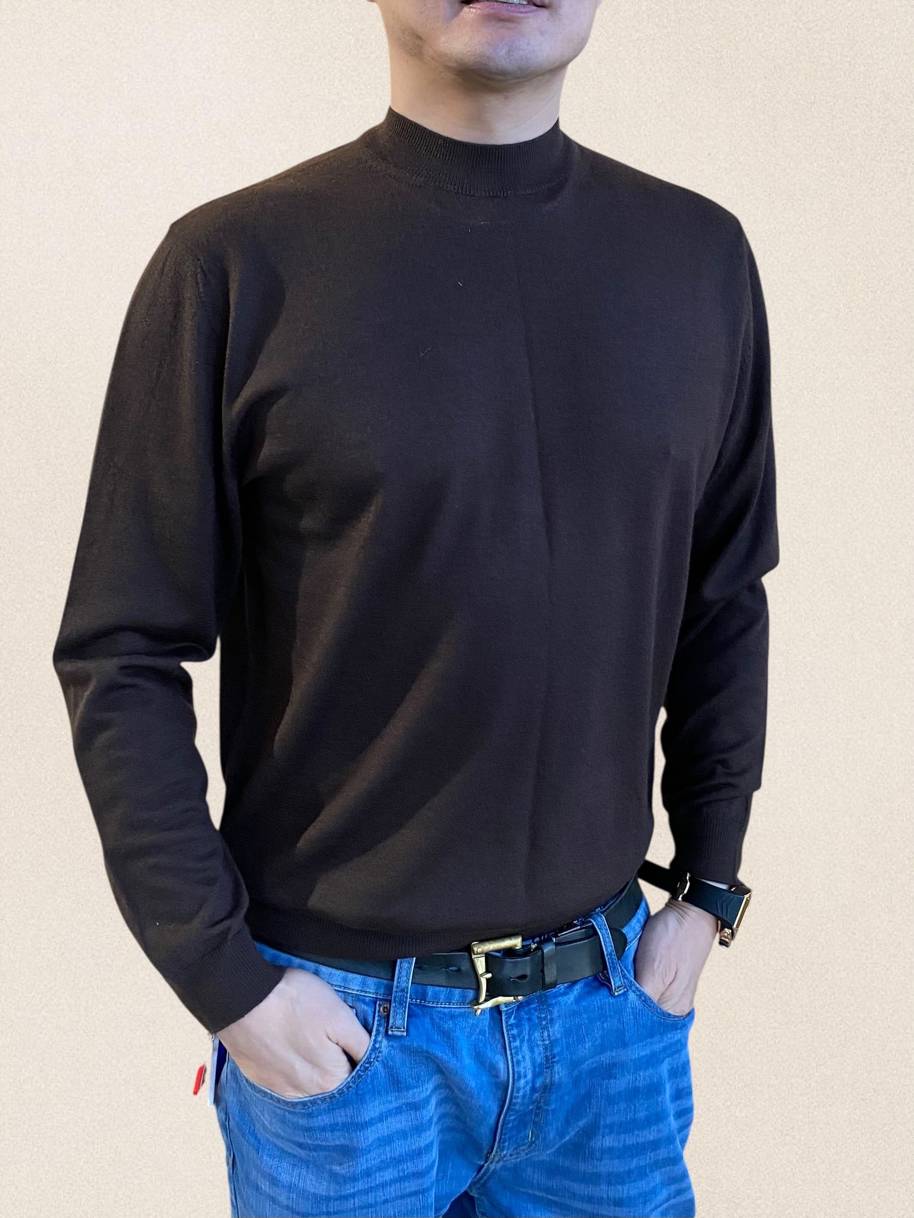 シルクカシミアモックネックニット