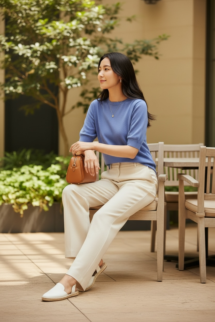 シルクカシミア半袖クルーネックニット