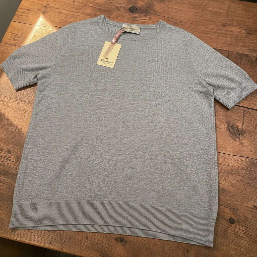 シルクカシミア半袖クルーネックニット