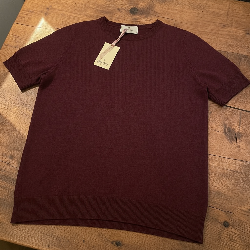 シルクカシミア半袖クルーネックニット