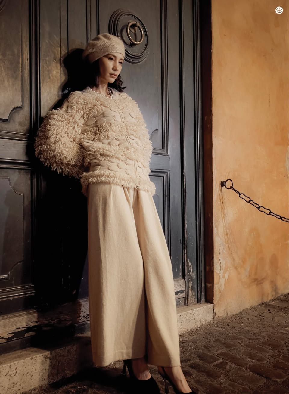 フリンジ×ドットカシミヤジャケット