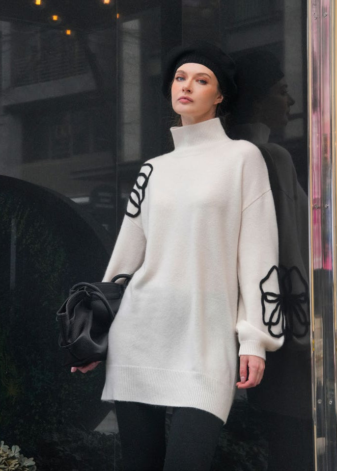 フラワーラインロングセーター