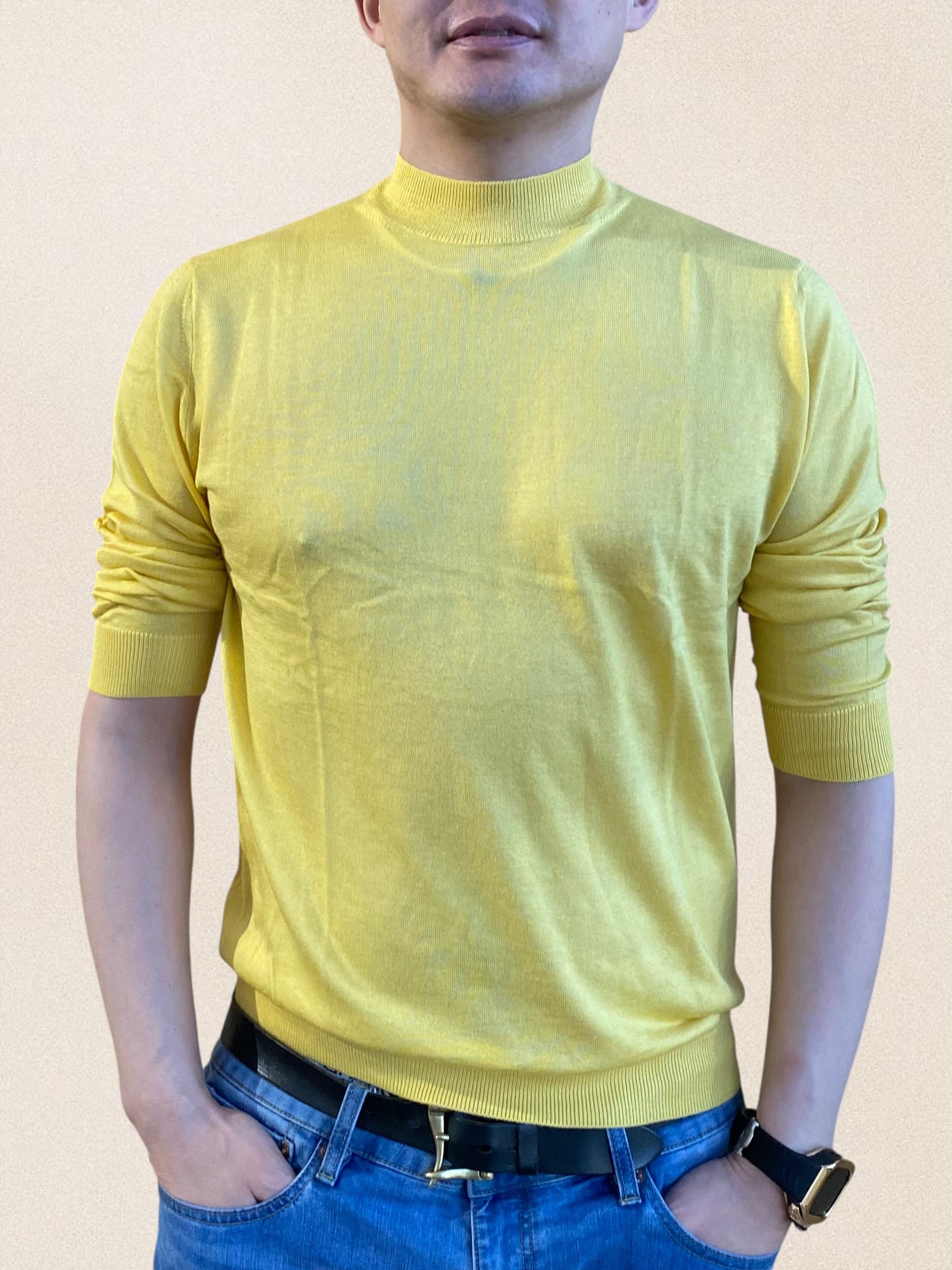 シルクカシミアモックネックニット