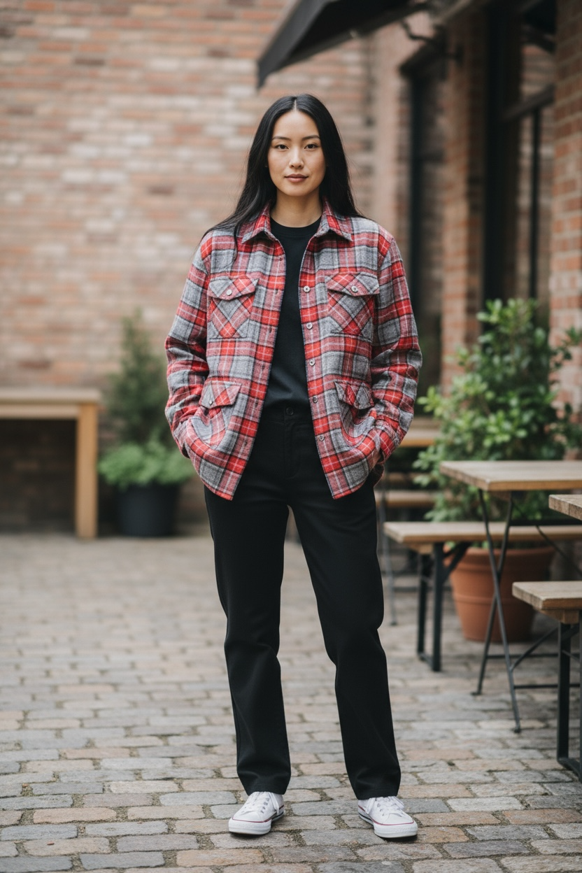 ヤクチェックシャツ