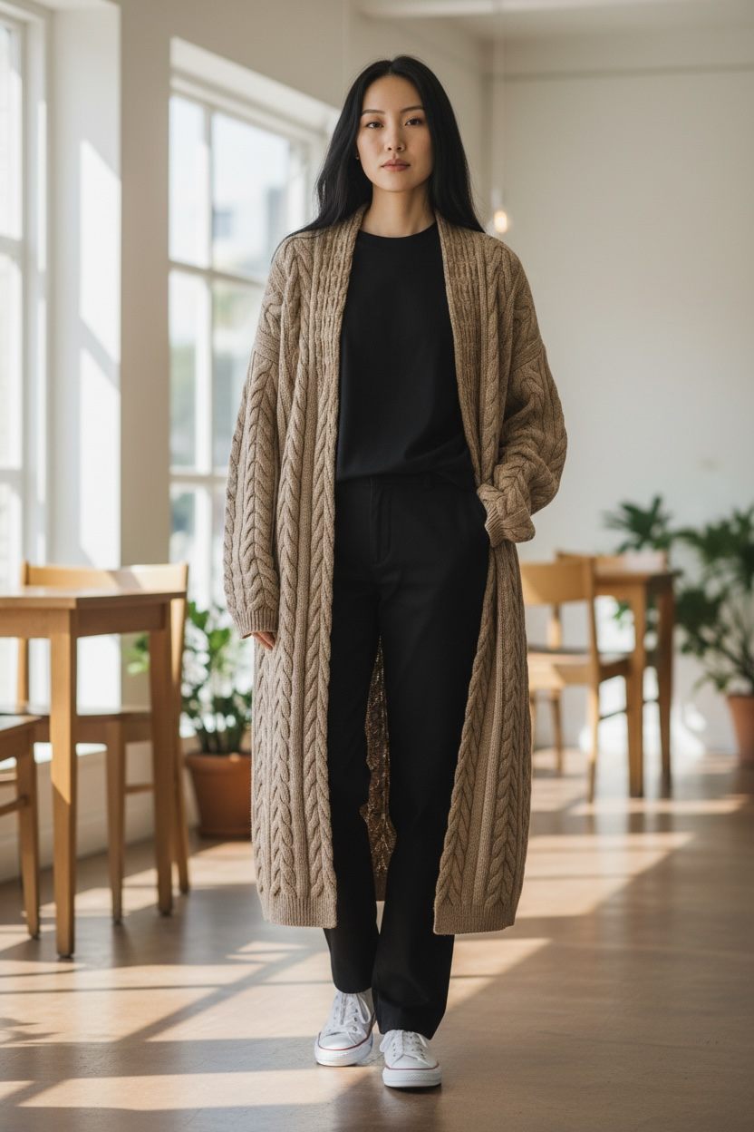 カシミアロングカーディガン