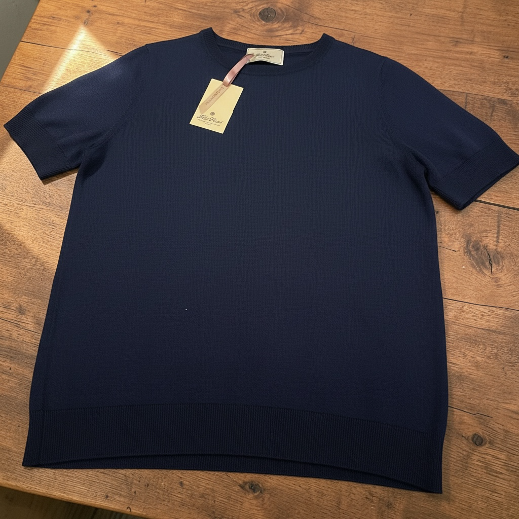 シルクカシミア半袖クルーネックニット