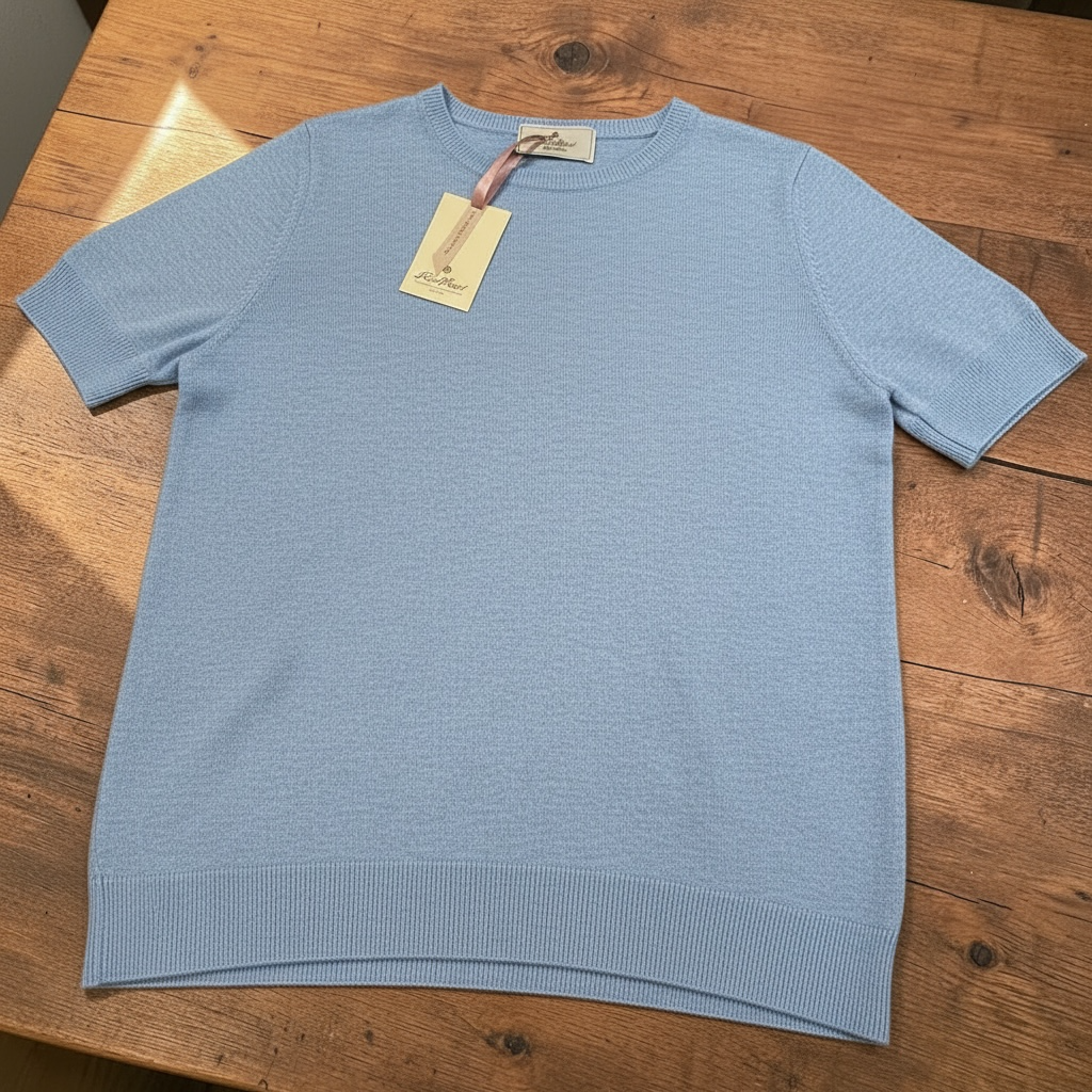 シルクカシミア半袖クルーネックニット